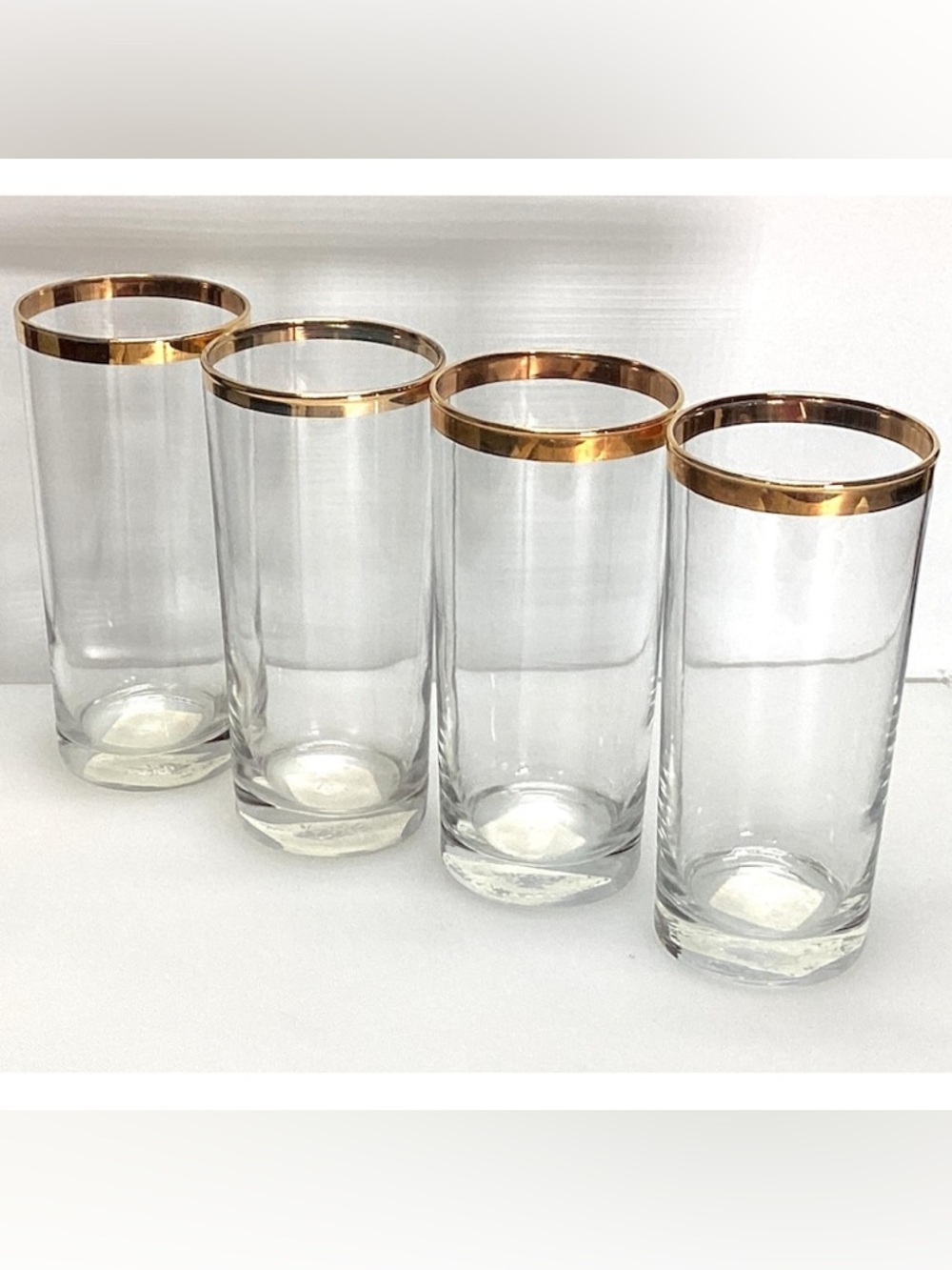 VNTG Anchor Hocking Gold Rim Czech Crystall Glasses Set Drinware